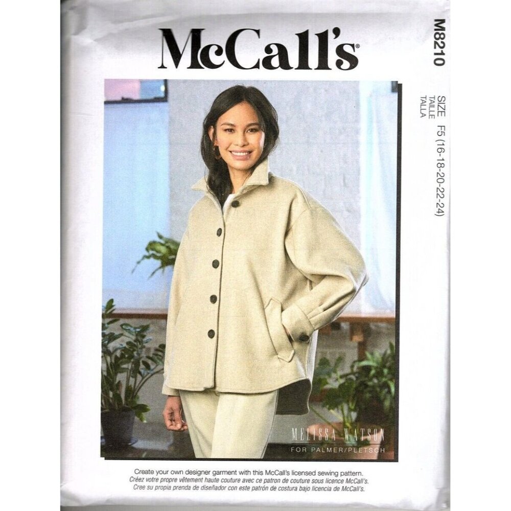 McCall's M8210 Misses 16 to 24 Jacket Melissa Watson Uncut Sewing Pattern New